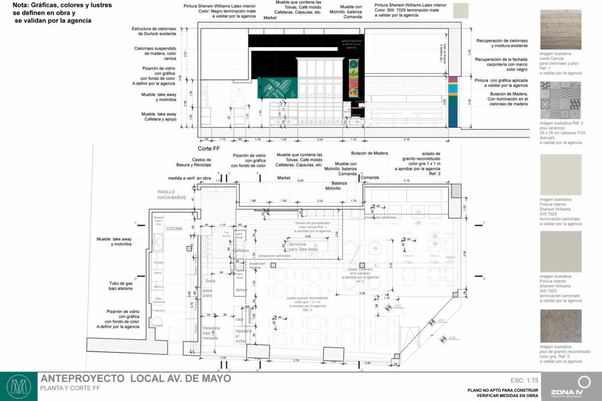 Arquitectura Comercial Planos y Proyecto Café Martínez